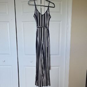 5 For $25 Forever 21 Black and White Striped Jumpsuit with Spaghetti Straps